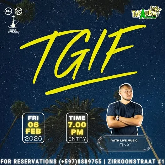 Flyer van TGIF bij Tap A Uku