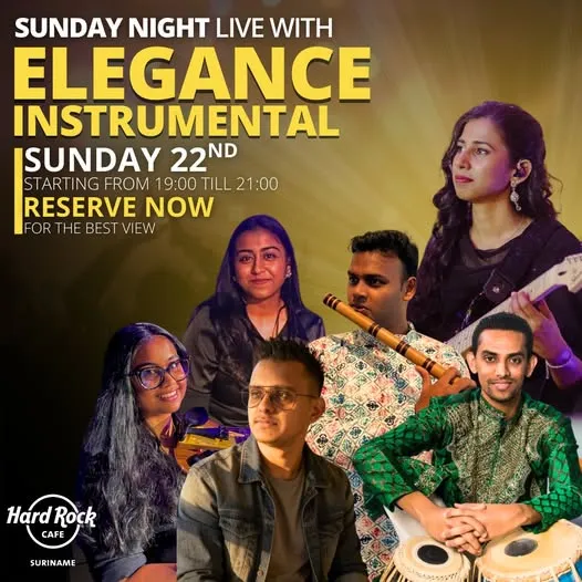 Flyer of SUNDAY NIGHT LIVE WITH ELEGANCE INSTRUMENTAL at Hard Rock Cafe Suriname