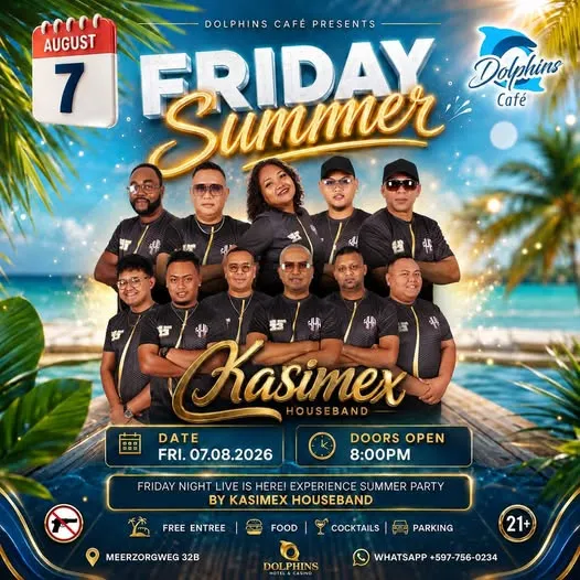 Flyer of Friday Summer at Dolphins Café