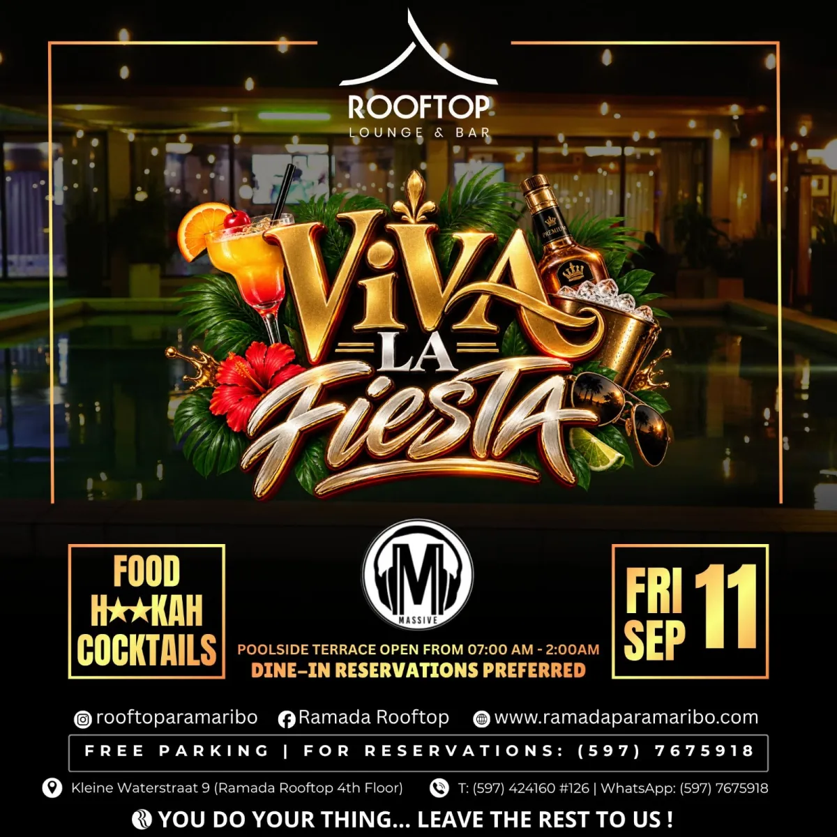 Flyer van Viva La Fiesta bij Ramada Rooftop