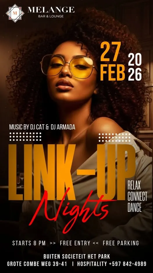 Flyer van LINK-UP Nights bij Buiten Sociëteit Het Park