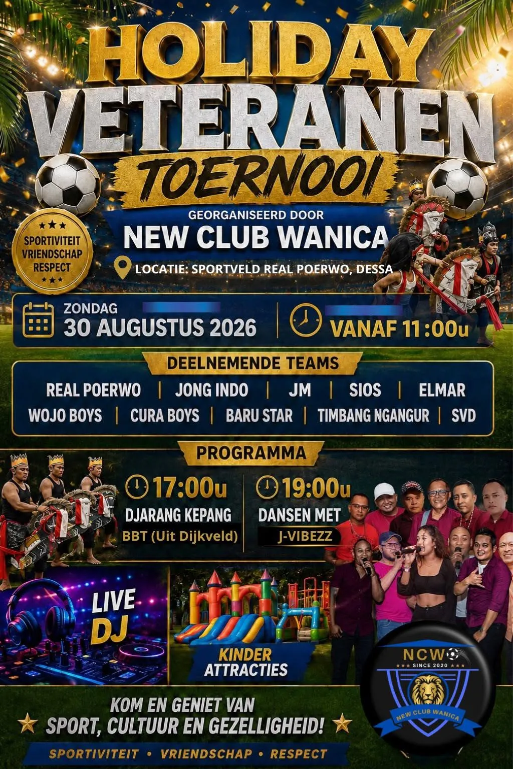 Flyer van HOLIDAY VETERANEN TOERNOOI bij Sportveld Real Poerwo, Dessa
