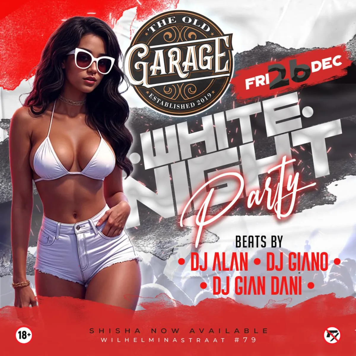 Flyer van White Night Party bij The Old Garage
