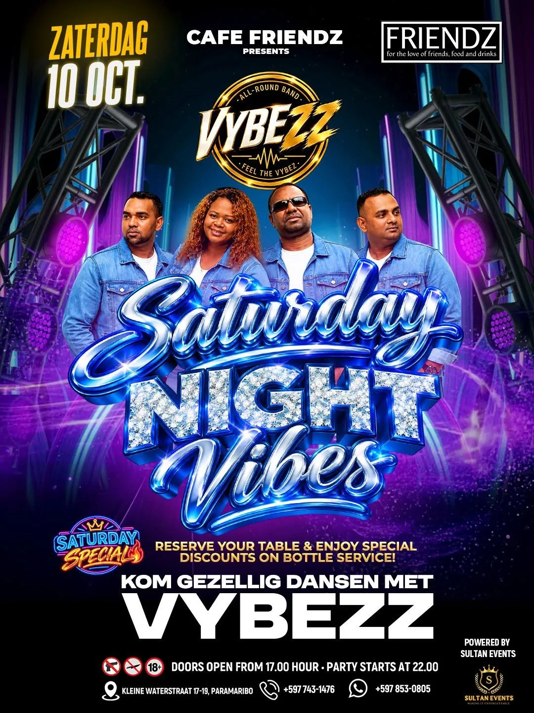 Flyer van Saturday Night Vibes bij Cafe Friendz