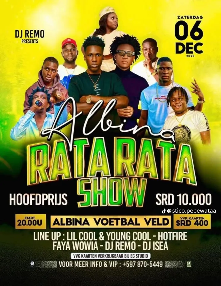Flyer of Albina Rata Rata Show at Albina Voetbal Veld