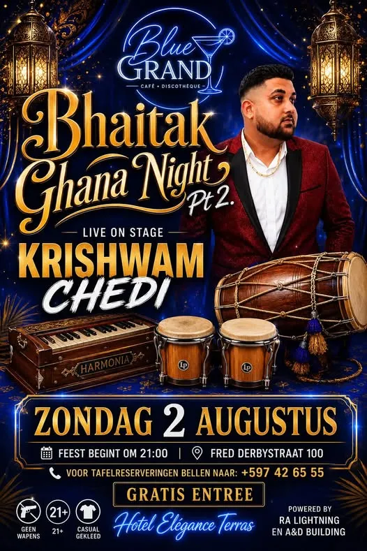 Flyer van Bhaitak Ghana Night Pt. 2 bij Blue Grand Café