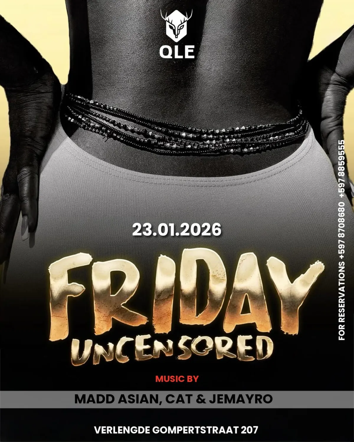 Flyer van FRIDAY UNCENSORED bij QLE
