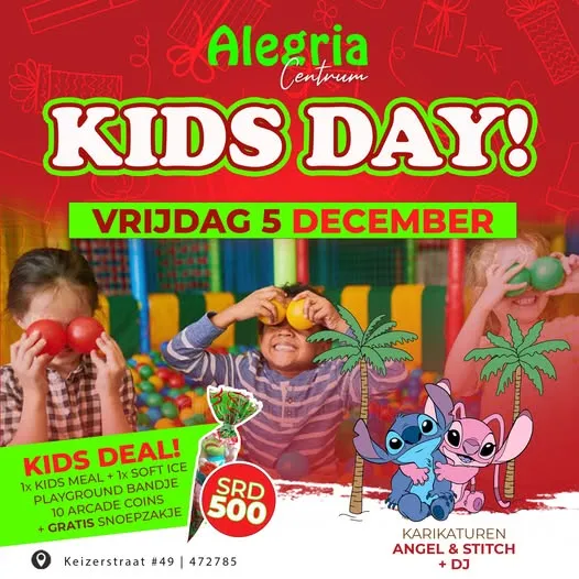 Flyer van Kids Day @ Alegria bij Alegria Centrum