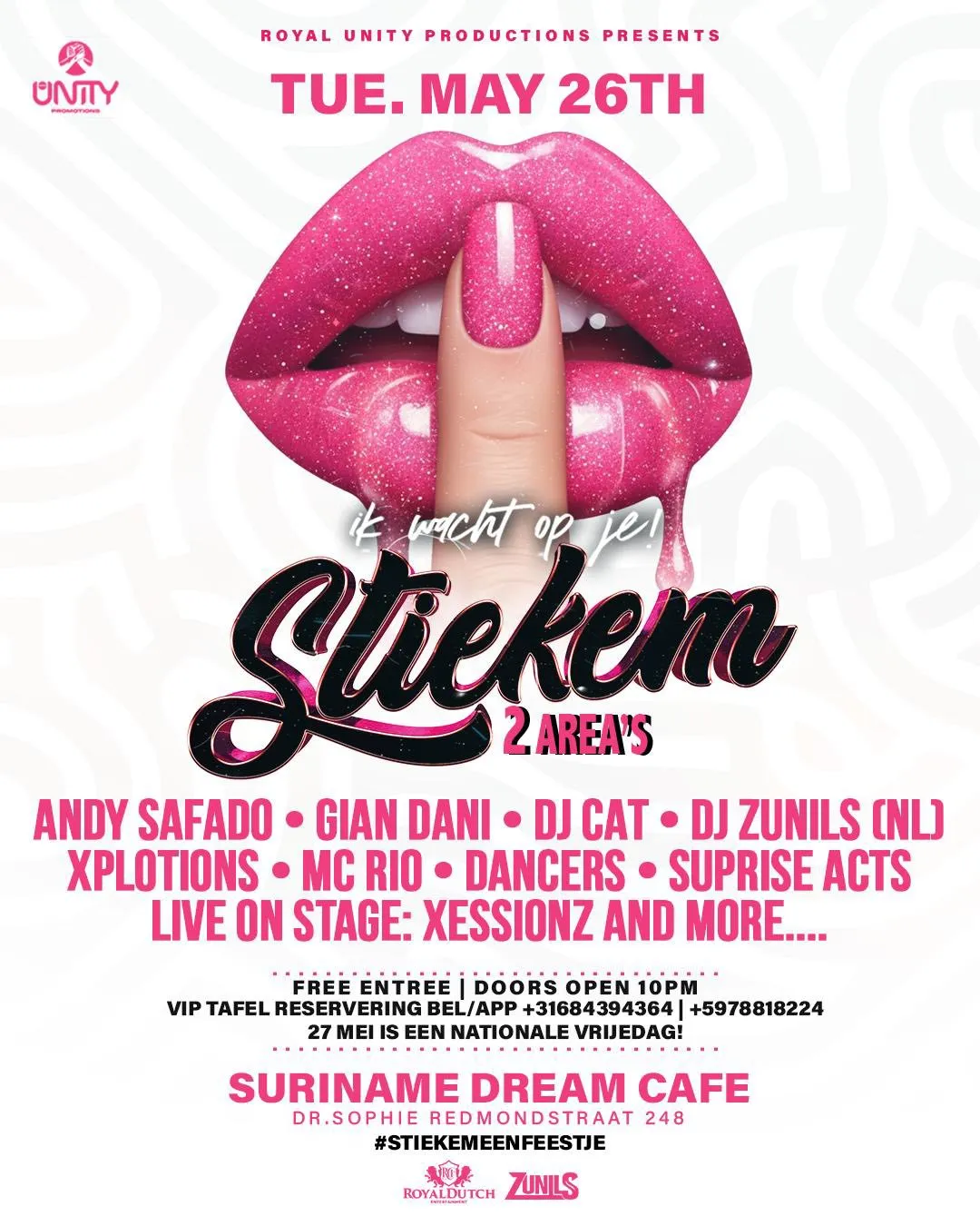 Flyer of Stiekem at Suriname Dream Cafe