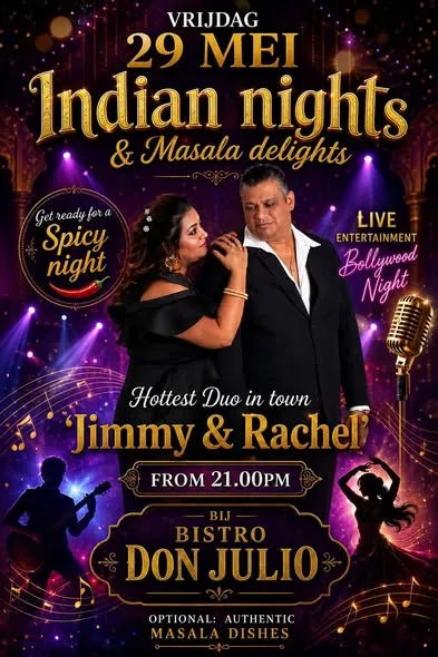 Flyer of Indian nights & Masala delights at Restaurant/Bar Bistro Don Julio
