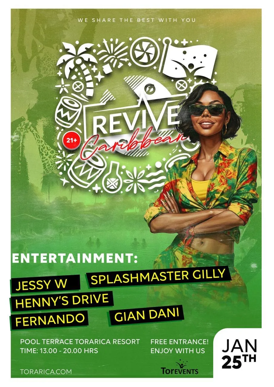 Flyer van Revive Caribbean bij De Pier Torarica