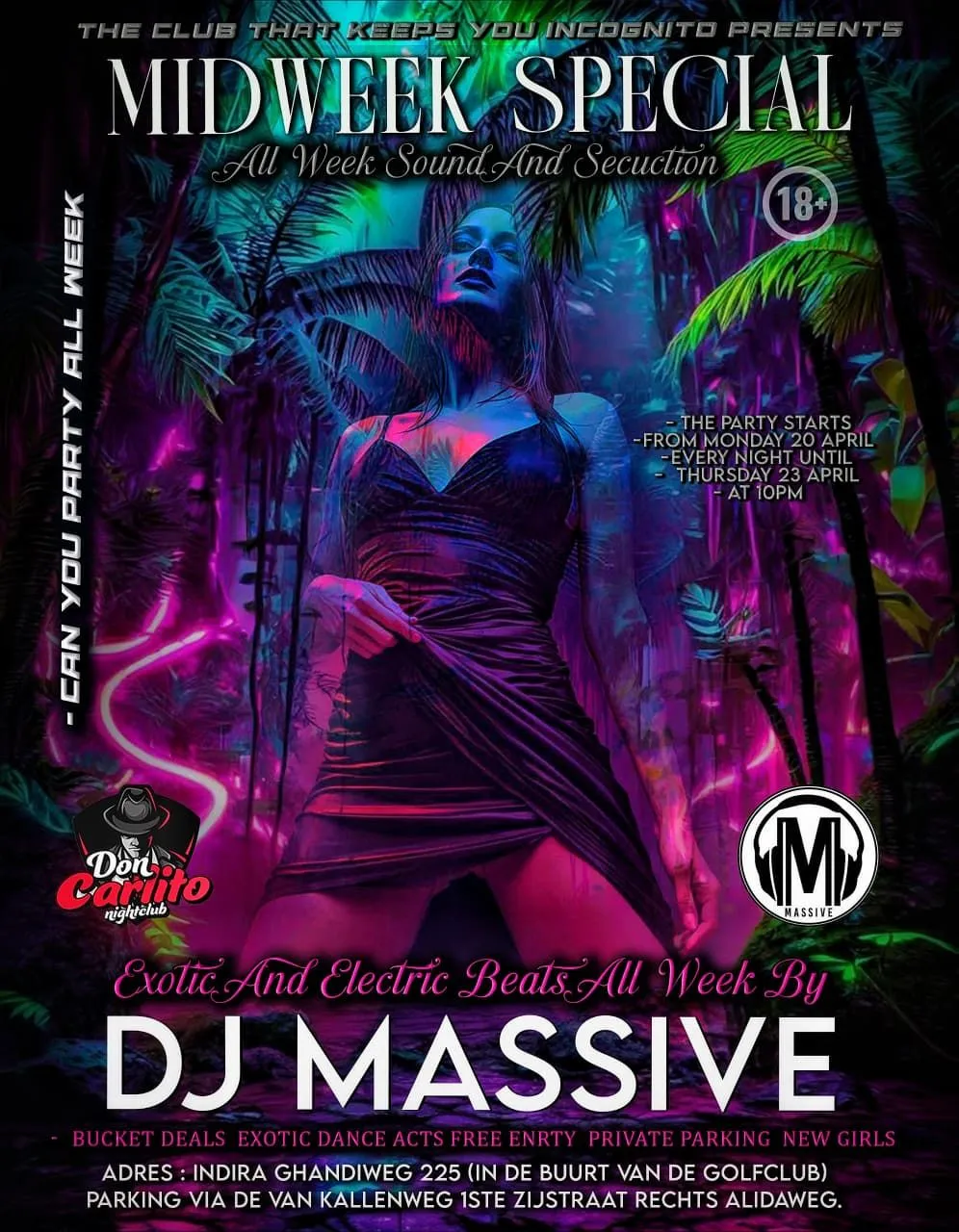 Flyer van MIDWEEK SPECIAL bij Don Carito Nightclub
