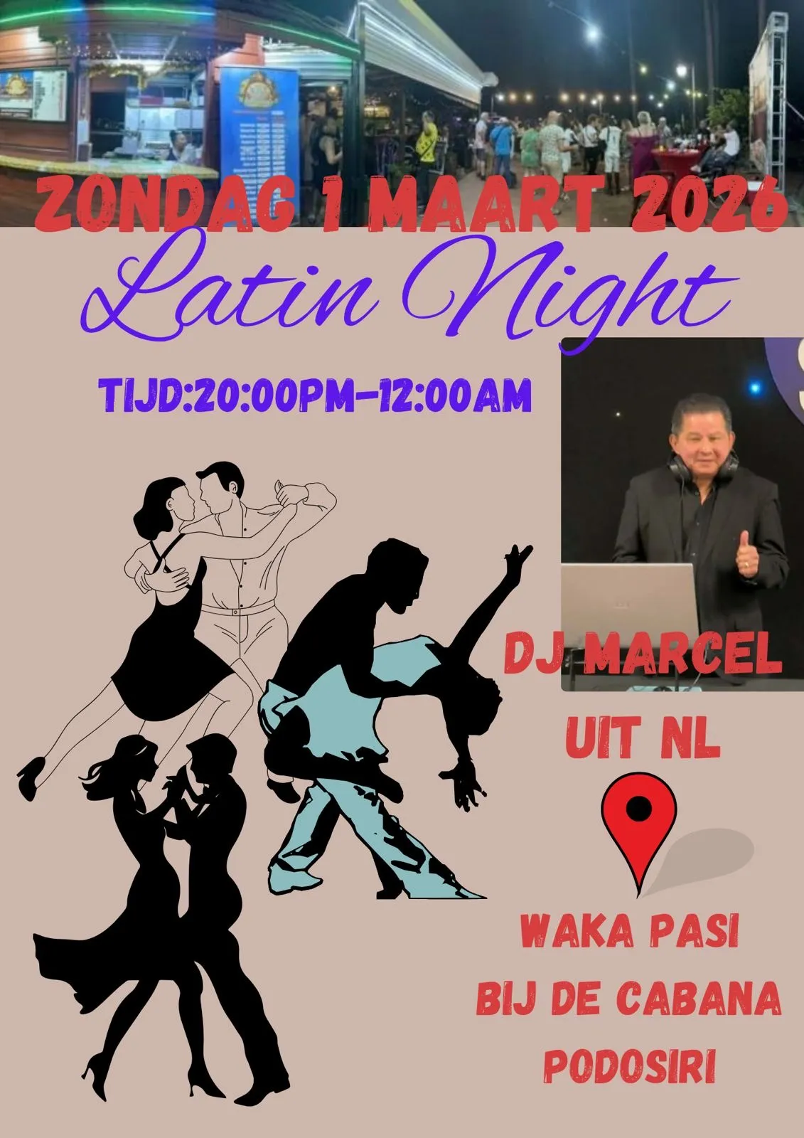 Flyer van Latin Night bij Waka Pasi