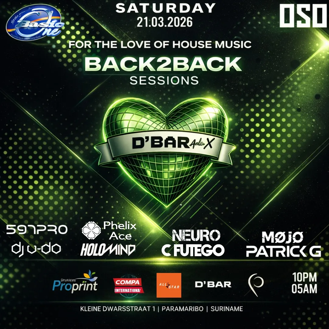 Flyer van BACK2BACK SESSIONS bij D'Bar