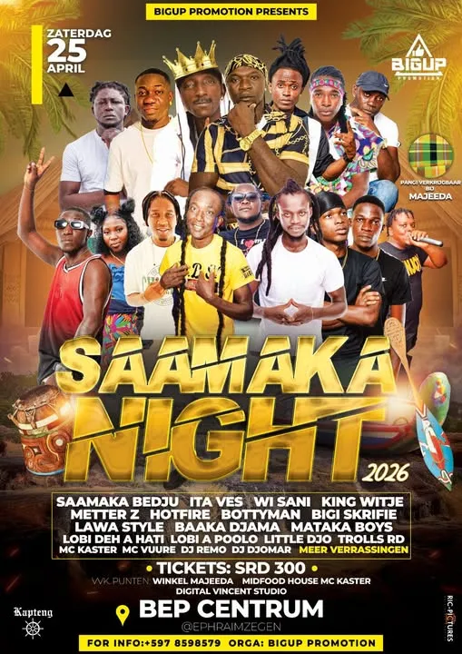 Flyer van SAAMAKA NIGHT bij Bep Centrum