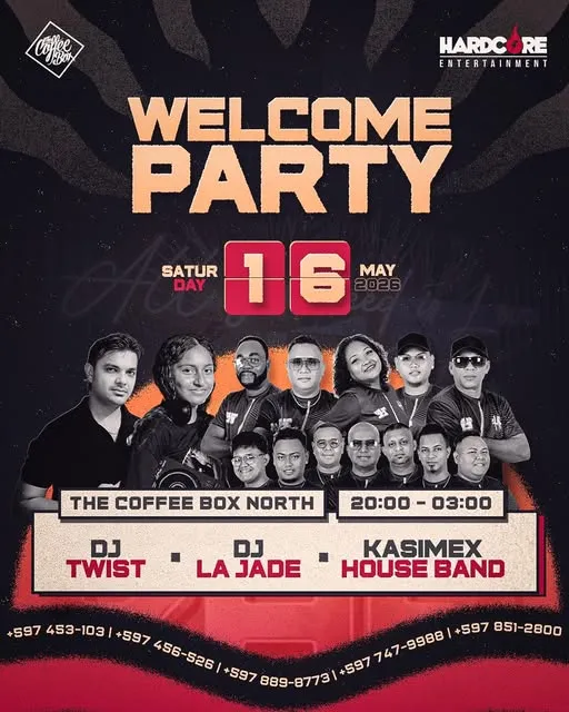 Flyer van WELCOME PARTY bij The Coffee Box North