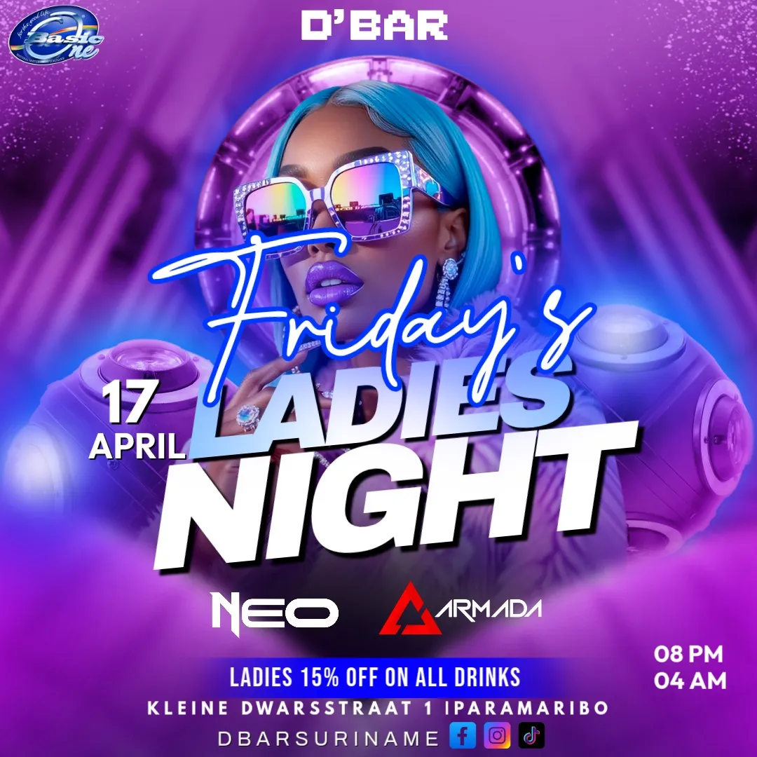 Flyer van Friday's Ladies Night bij D'Bar
