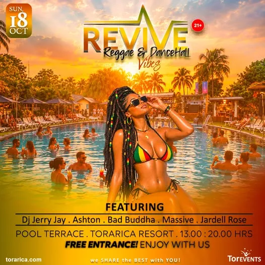 Flyer van REVIVE Reggae & Dancehall Vibes bij Torarica