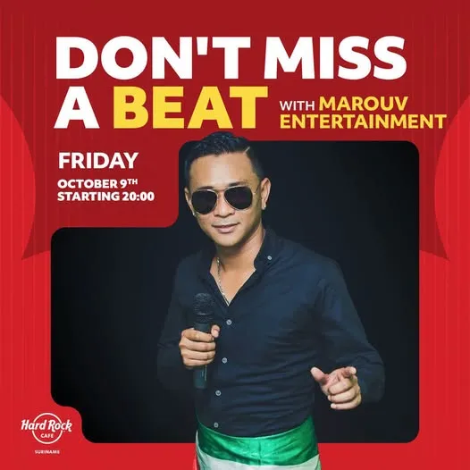 Flyer van DON'T MISS A BEAT bij Hard Rock Cafe Suriname