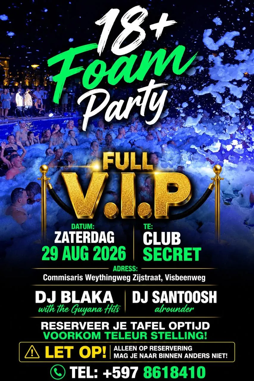 Flyer van 18+ Foam Party bij Club Secret