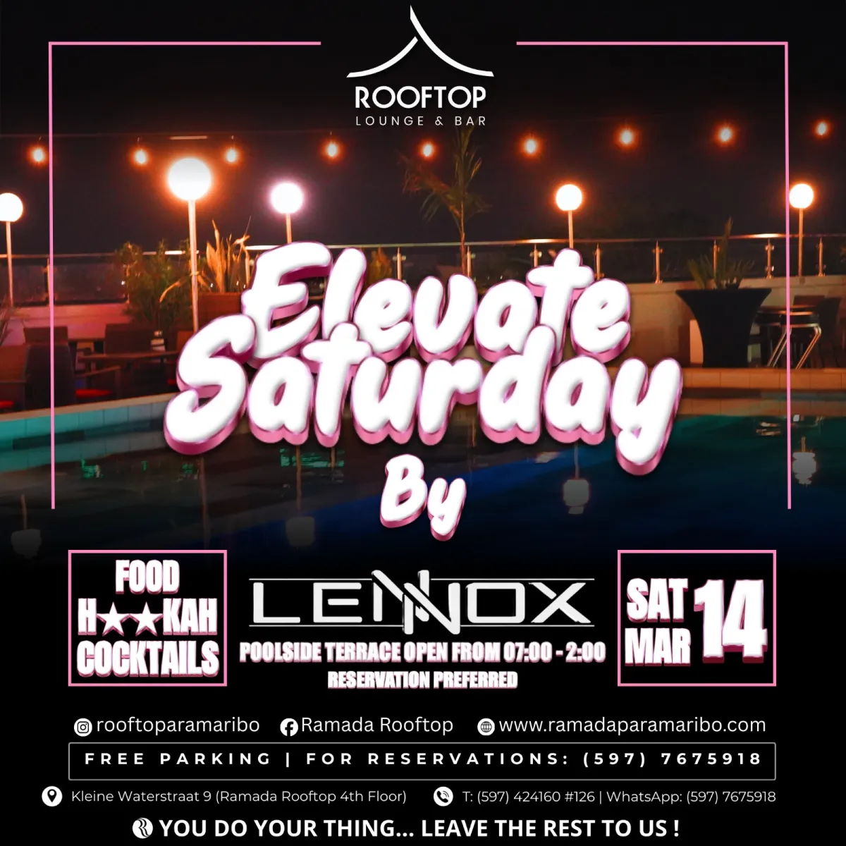 Flyer van Elevate Saturday bij Ramada Rooftop