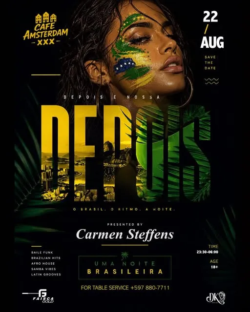 Flyer van DEPOIS bij Café Amsterdam