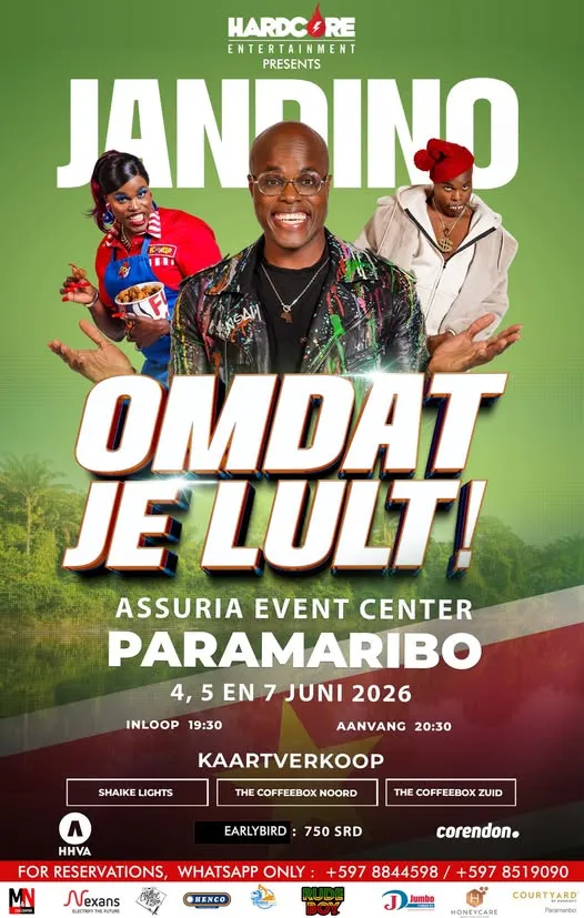 Flyer of OMDAT JE LULT! - Jandino at Assuria Event Center