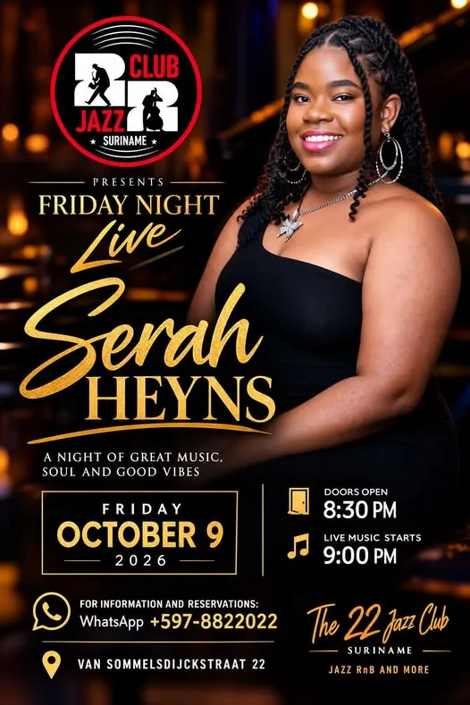 Flyer of FRIDAY NIGHT Live Serah Heyns at The 22 Jazz Club
