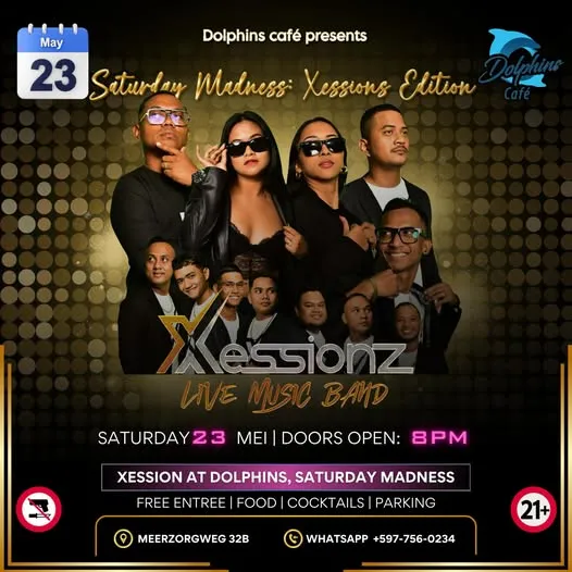 Flyer van Saturday Madness: Xsessions Edition bij Dolphins Café
