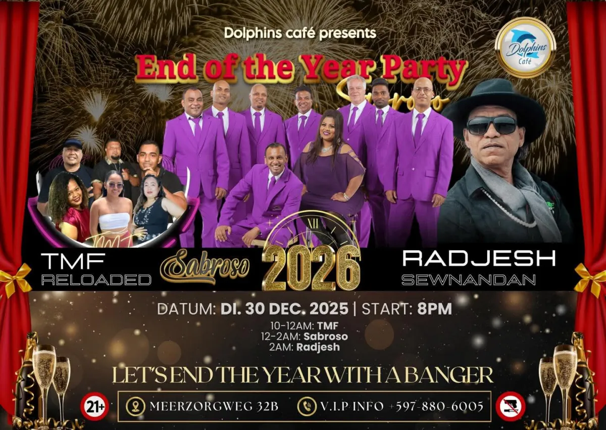 Flyer of End of the Year Party at Dolphins CafΓ©