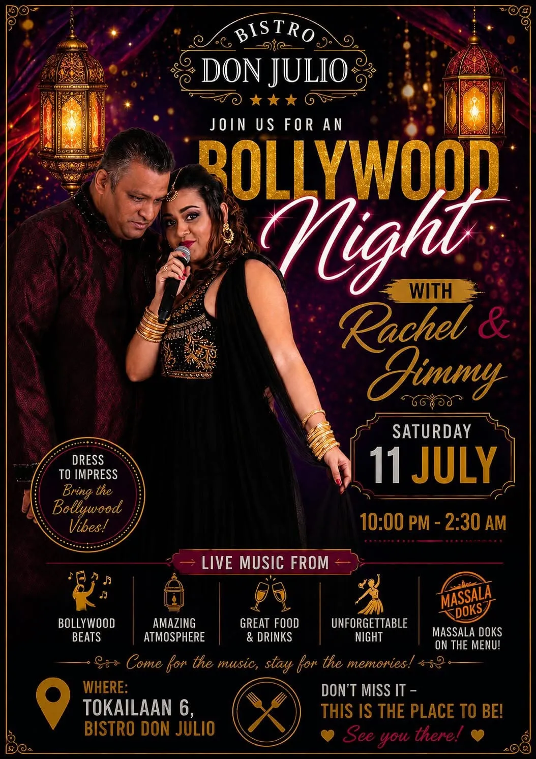 Flyer van Bollywood Night bij Restaurant/Bar Bistro Don Julio