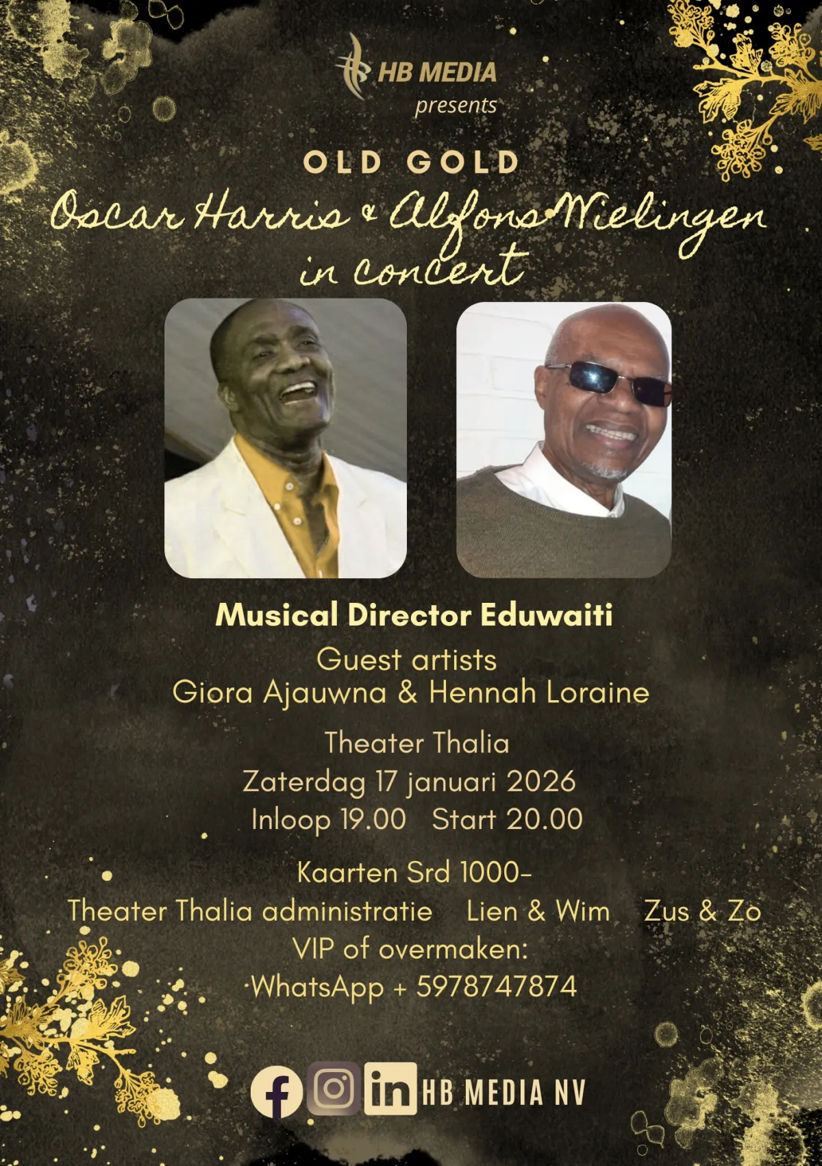 Flyer van Oscar Harris & Alfons Wielingen in Concert bij Theater Thalia