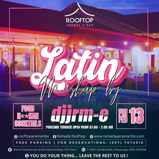 Flyer van Latin Mashup by dj JRM-E bij Ramada Rooftop