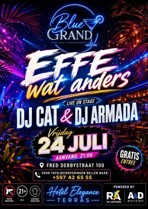 Flyer van EFFE WAT ANDERS bij Blue Grand Café