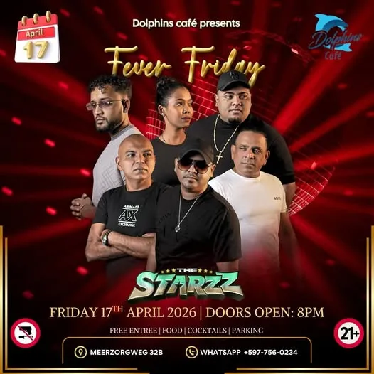 Flyer van Fever Friday bij Dolphins Café