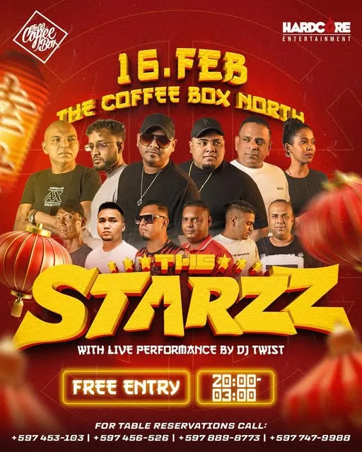 Flyer van The Starzz bij The Coffee Box North
