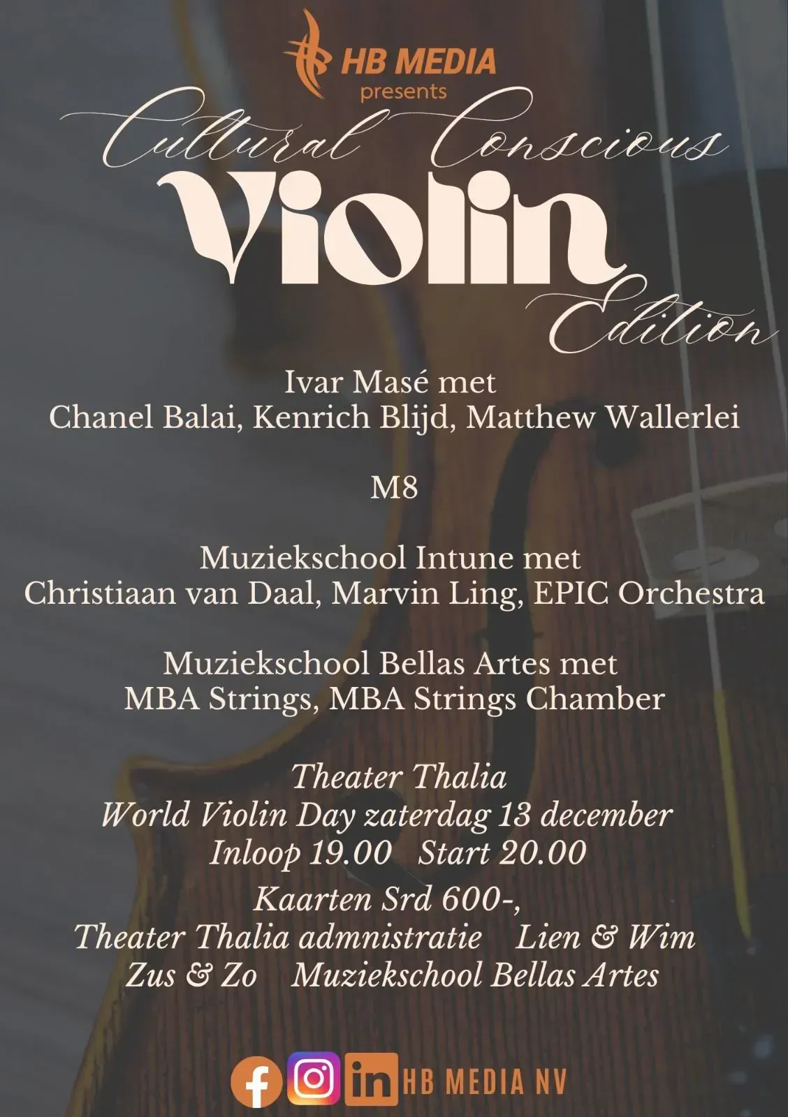 Flyer van Cultural Conscious Violin Edition bij Theater Thalia