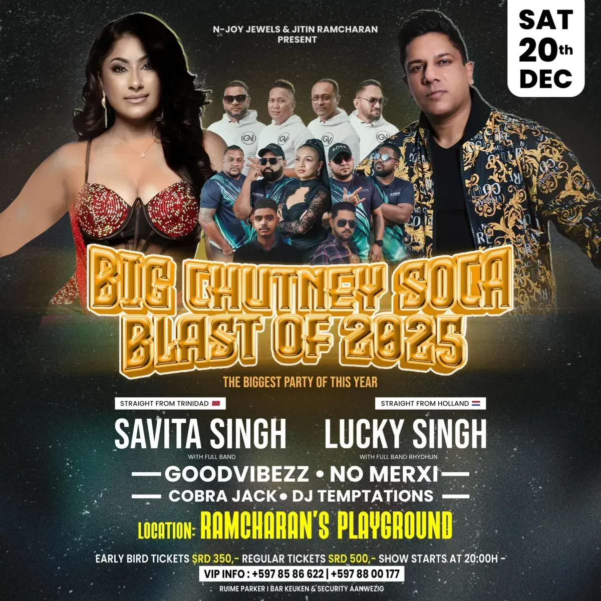 Flyer van Big Chutney Soca Blast of 2025 bij Ramcharan's Playground