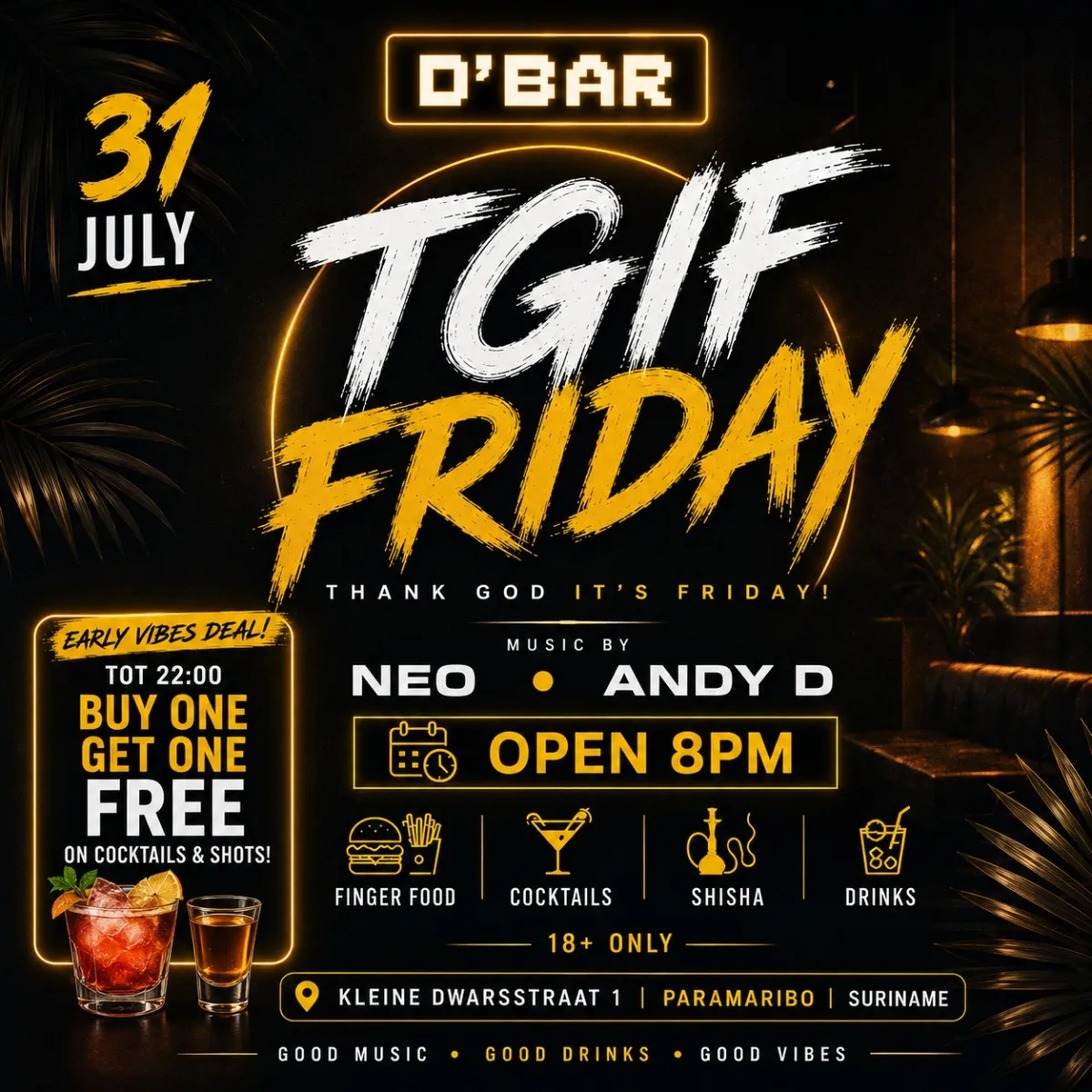 Flyer van TGIF FRIDAY bij D'Bar
