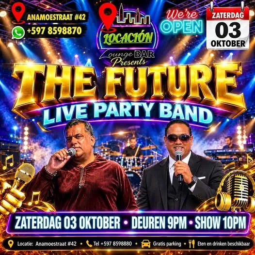 Flyer of THE FUTURE LIVE PARTY BAND at Locación Lounge & Bar