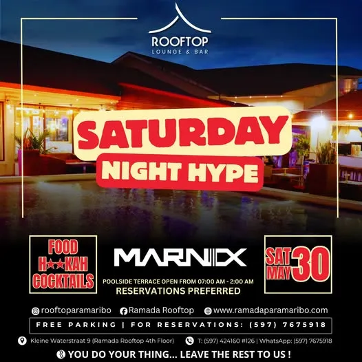 Flyer van SATURDAY NIGHT HYPE bij Ramada Rooftop