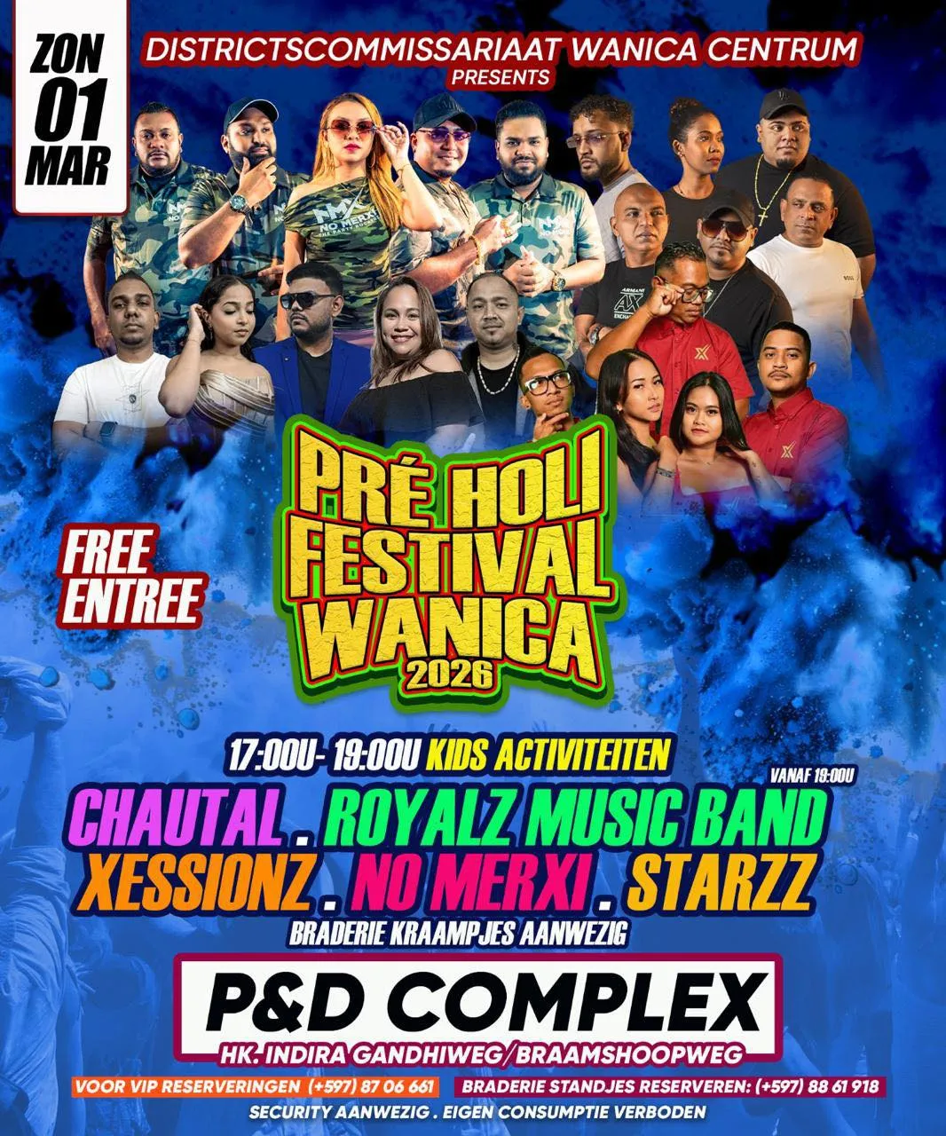 Flyer of Pré Holi Festival Wanica 2026 at P&D Complex