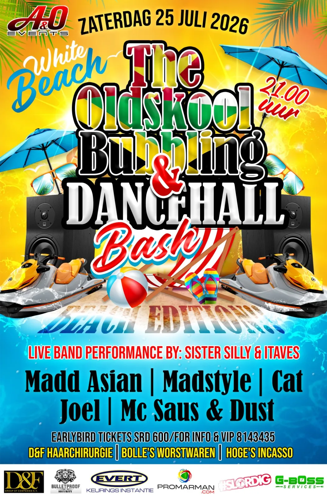 Flyer van The Oldskool Bubbling & Dancehall Bash bij White Beach
