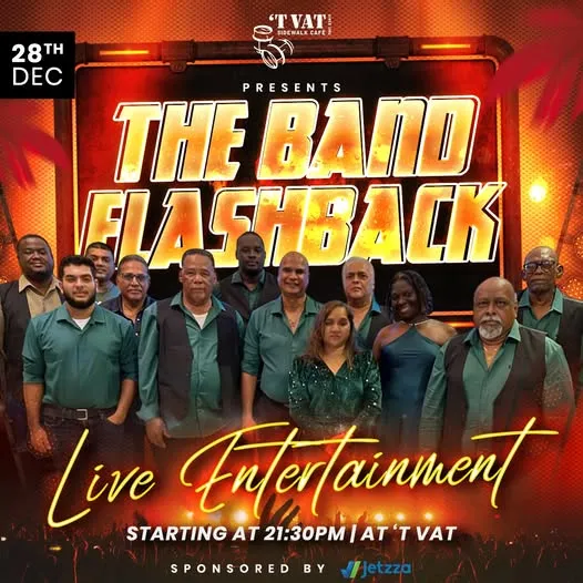 Flyer van The Band Flashback bij 'T Vat