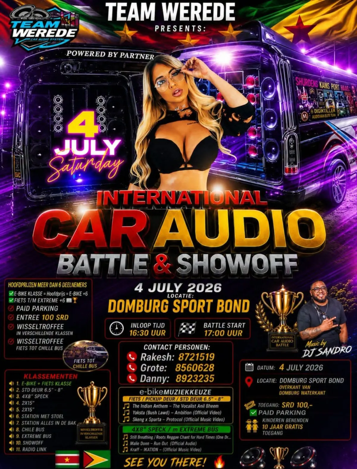 Flyer van INTERNATIONAL CAR AUDIO BATTLE & SHOWOFF bij Domburg Sport Bond