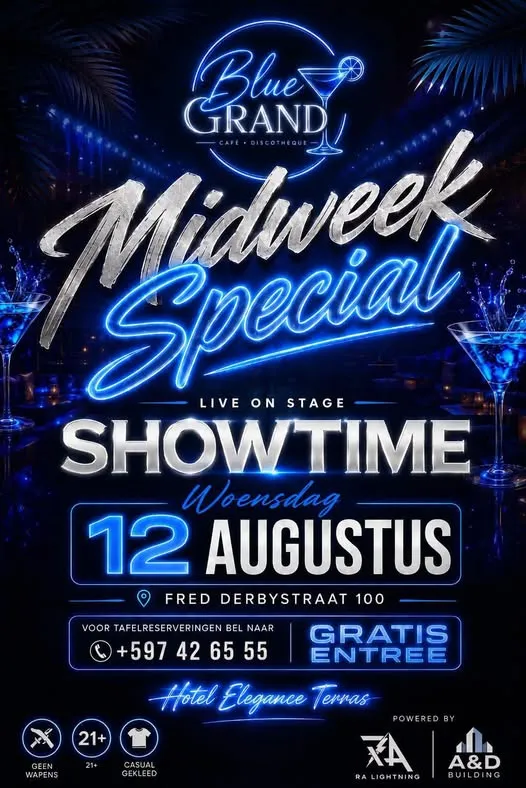 Flyer van Midweek Special bij Blue Grand Café