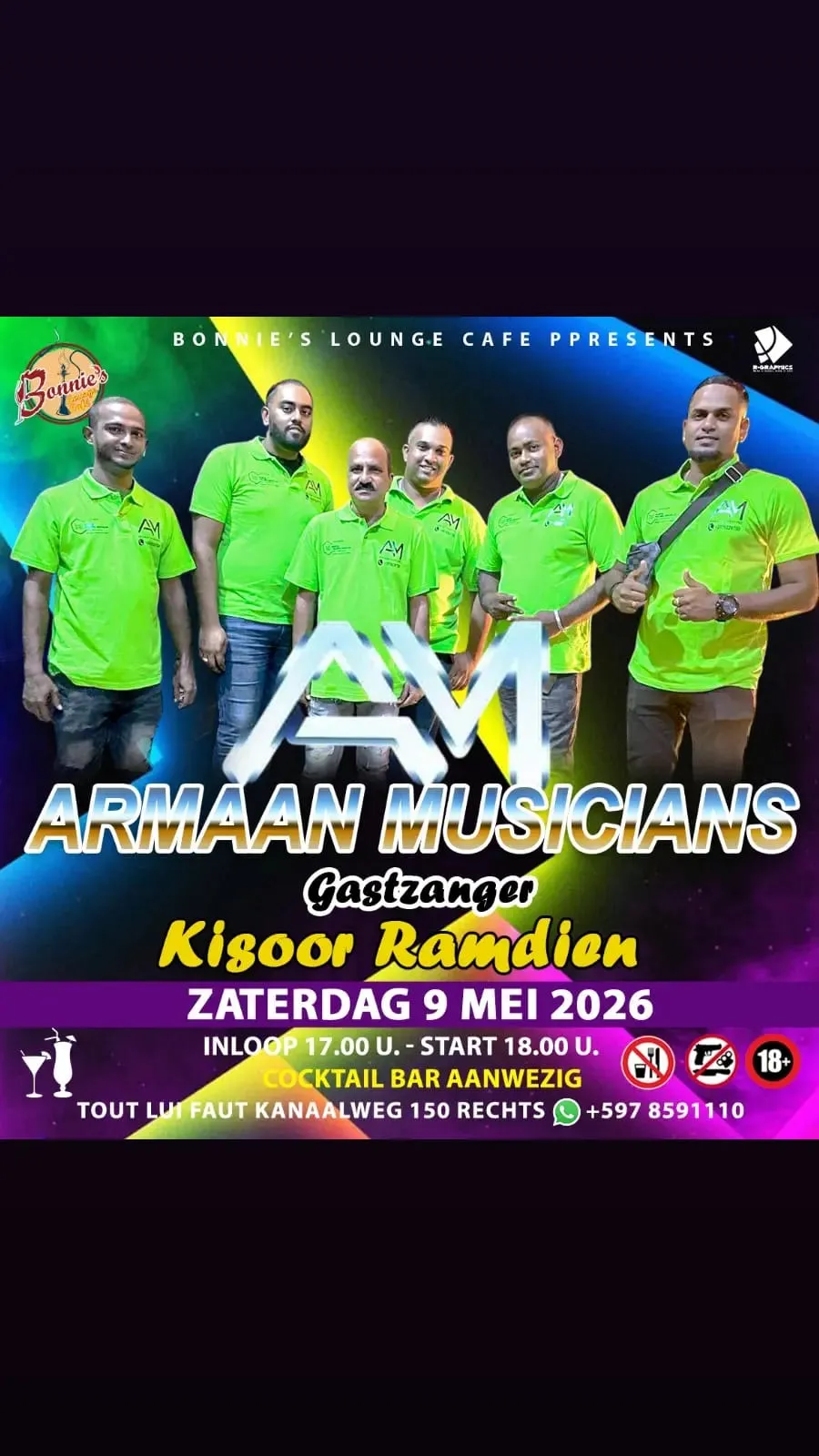 Flyer van Armaan Musicians bij Bonnie's Lounge Cafe