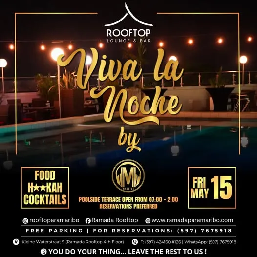 Flyer van Viva la Noche bij Ramada Rooftop