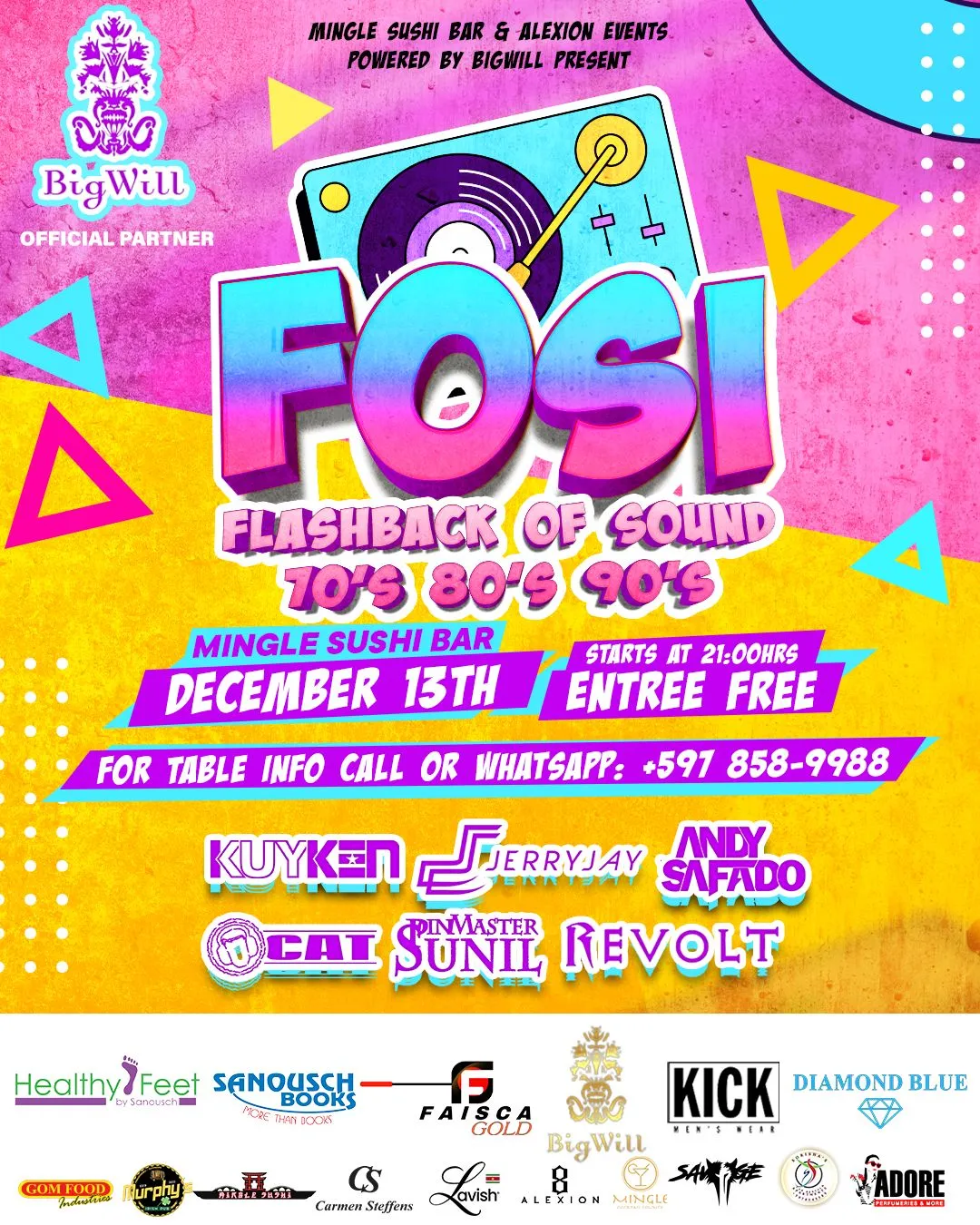 Flyer of FOSI - Flashback of Sound 70's 80's 90's at Mingle Sushi Bar
