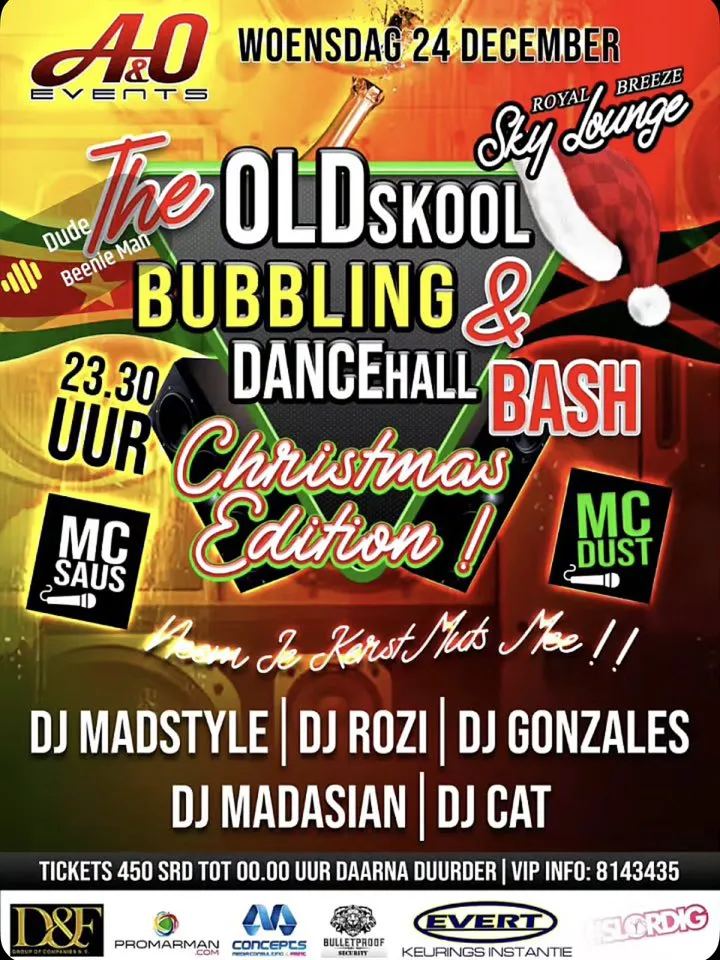 Flyer van The Oldskool Bubbling & Dancehall Bash Christmas Edition bij Royal Breeze (Club Space)